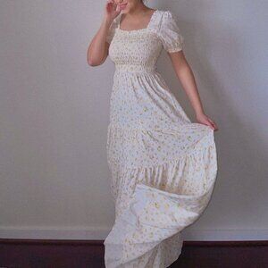 Light yellow Floral Maxi Dress